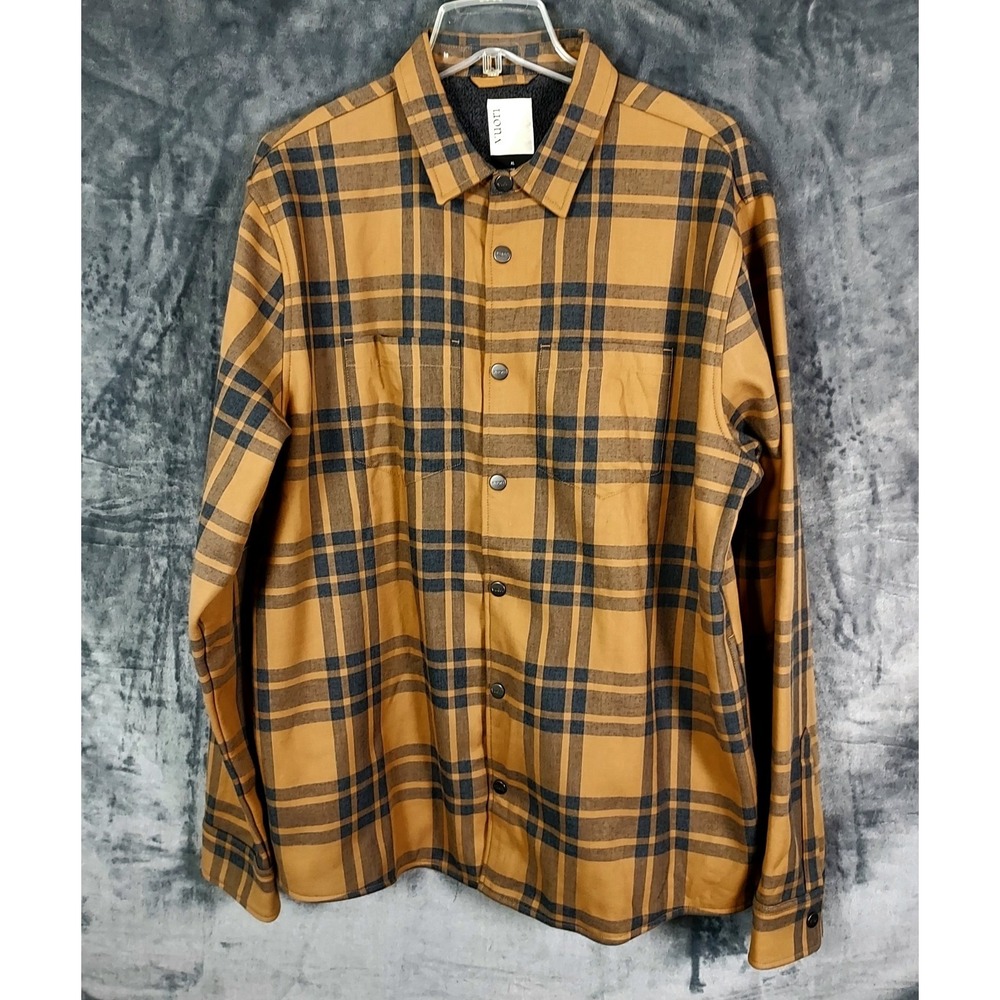 Vuori Range Shirt Jacket Men's‎ Size XL Plaid Snap Fleece Lined Shacket